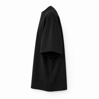 Void Signal Tee – Side view, drop-shoulder silhouette